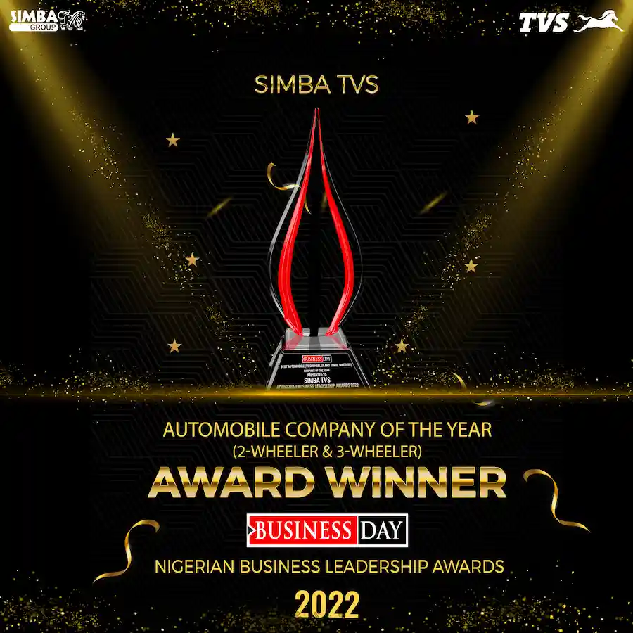 The Automobile Company of the Year (2 Wheeler & 3 Wheeler) Award won by Simba TVS